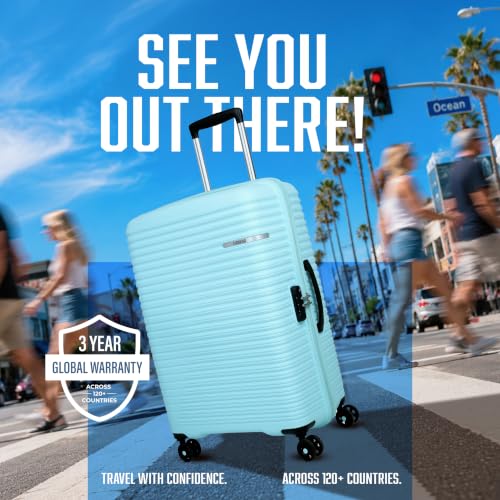 Image of American Tourister Liftoff+|Large Size Check-in Spinner Trolley Bag (79 cm) for Travel|360 8 Wheel Travel Luggage|Hard Case Polypropylene (PP) Suitcase|Mounted TSA Lock|Spa Blue
