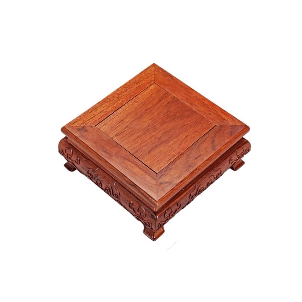 MPOPO Bonsai Pedestal Square Handicraft Ornament Base Solid Wood Purple Clay Pot Vase Flower Potted Buddha Statue Bracket Vase Display Stands Pedestal Base