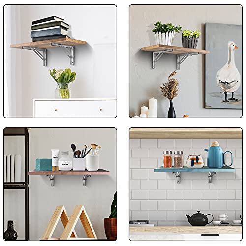 Folding Shelf Brackets 16 Inch, Pynsseu Heavy Duty Stainless Steel Collapsible Wall Mounted Shelf Bracket for DIY Table Work Bench, Space Saving DIY Wall Bracket, 2 Pack by Pynsseu - Used condition - Image 7