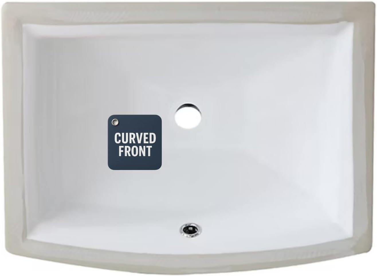 Nantucket Sinks Undermount Bathroom Sink – 17.5" x 12" Interior, Curved Front Rectangular Bowl, Bath Vanity Sink, White, High-Gloss Vitreous China, Scratch&Stain Resistant UM-2016C-W