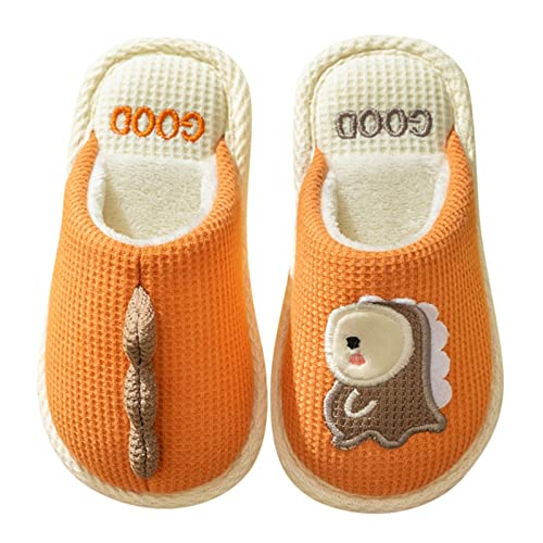 Cute Cotton Linen Bunny Slippers for Girls Kids Aesthetic Comfy Soft 𝗦lip On Closed Toe Kids Slippers with Hard Soles