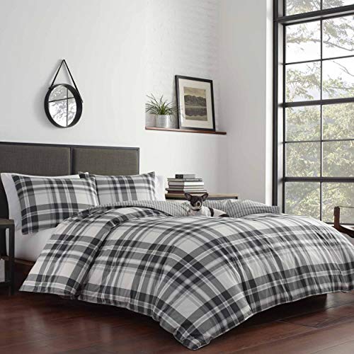 Eddie Bauer Home | Coal Creek Collection | 100% Cotton Soft & Cozy Premium Quality Plaid Comforter With Matching Shams, 3-Piece Bedding Set, Full/Queen, Grey #TOP2