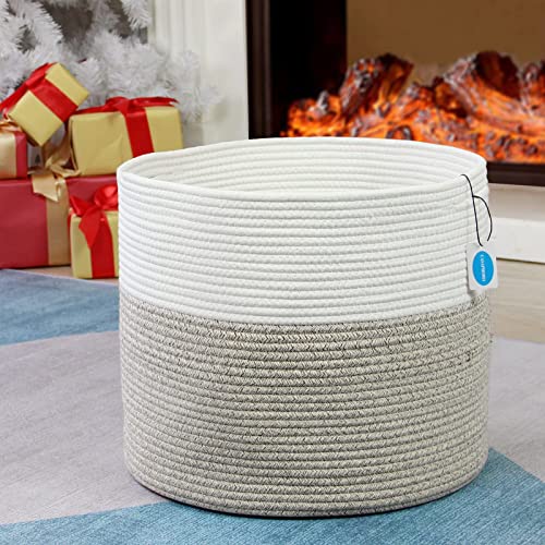 Casaphoria Large Cotton Rope Storage Baskets With Handles For Organizing,Round Woven Baskets For Blanket Pillows,Tall Woven Cotton Rope Laundry Hampe For Bedroom Bathroom Livingroom #TOP6
