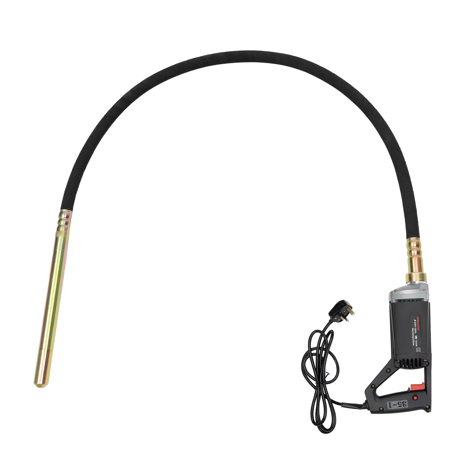 Eieblek Electric Concrete Poker, 1500W Handheld Concrete Vibrating Tool, 1Hp 4200Rpm Concrete Vibrating Motor, Shaft Rod Length 2M, For Highways, Fences, Bridges