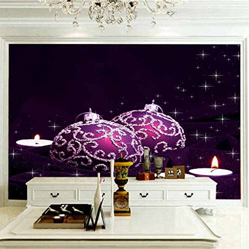 Papier peint autocollant 3D boule de Noël violette pour mur - 5
