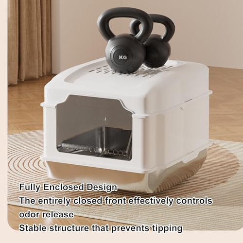 Arenero cerrado de acero inoxidable para gato Luocute miniatura 4