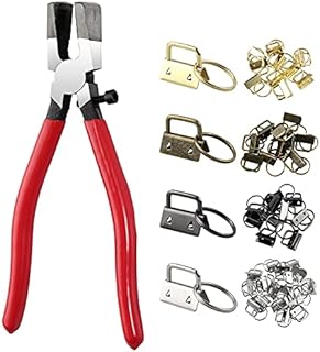 Key Fob Hardware Set, Kamtop 50 Pcs 1 Inch Key Chain Hardware with Key Fob Pliers Tool, Key Chain Fob Hardware Keychain Pliers Steel Key Fob Pliers for Making Wristlet Key Chain Hardware Supplies