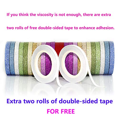 Yukuntang Skinny Glitter Paper Washi Tape Set 24 Rolls 12 Color Masking Tape For Diy Crafts Book Designs #TOP4