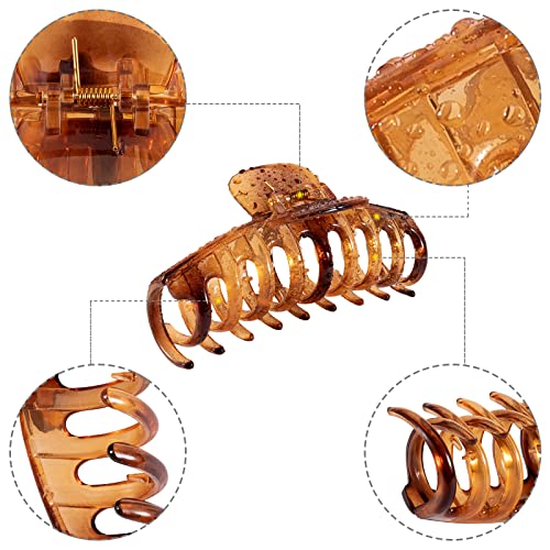 Yohama Abs Big Hair Claw Clips 4.3 Inch Large Hair Clips For Women Thick Curly Hair, Cream Amber Black Banana Hair Clip, Hair Accessories Non-Slip Great Grip For Shower, Exercise, Working. #TOP2