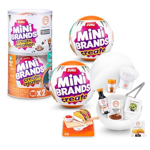 Mini Brands Create MasterChef Série 2 2 Pack de ZURU – Vrais Mini Plats avec Ingrédients, Outil UV LED et Carte Recette | Jouet DIY Capsule Non-Comestible...