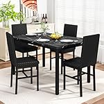 DKLGG Dining Table Set for 4 Kitchen Table and Chairs Set of 4 Faux Marble Kitchen and Dining with Velvet Upholstered Dinner Chairs for Small Space Apartment Home (Black & Black) - Image 2