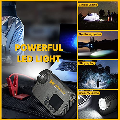 Tvk Car Battery Charger Jump Starter With Air Compressor, Fekux Ultra Safe Portable Jump Starter With Digital Tire Inflator, 12000 Mah 12V Led Flashlight Jump Starter Battery Pack… #TOP4