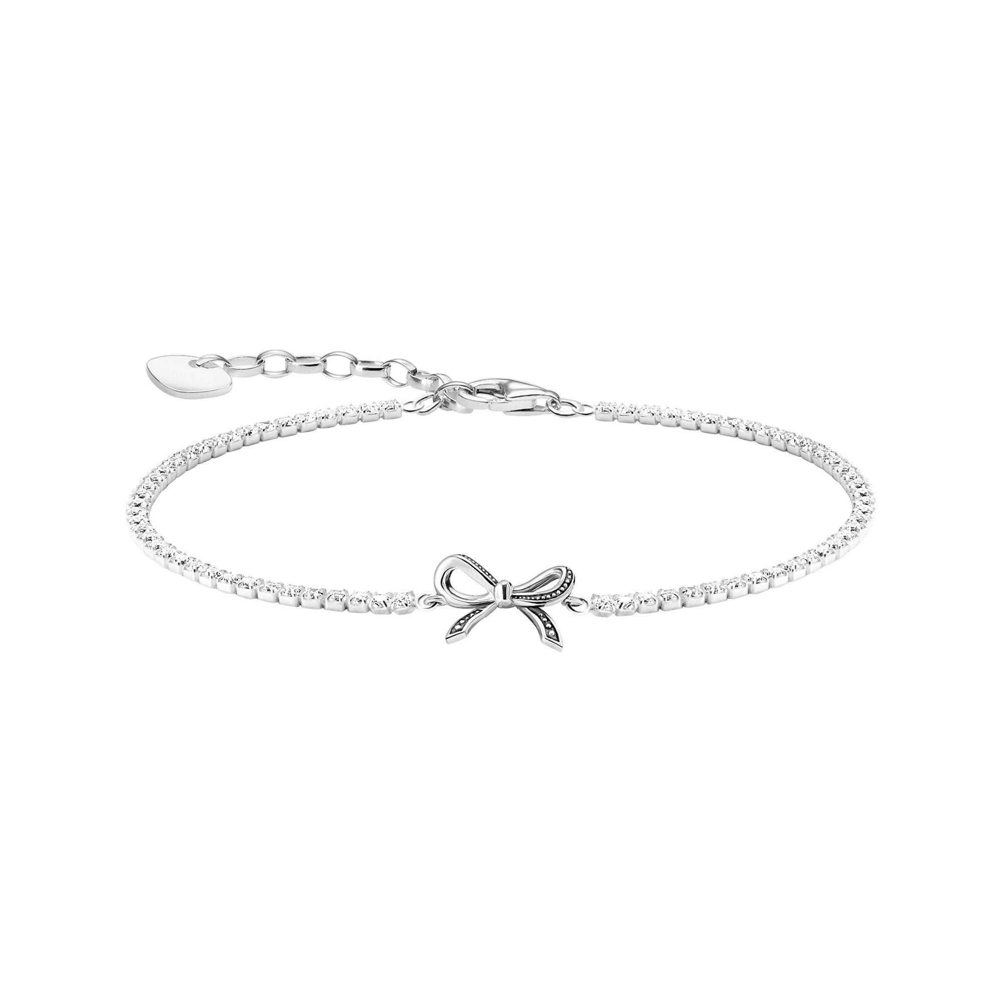 THOMAS SABO Schleifen-Armband mit weißen Steinen Silber 925 Sterlingsilber, Geschwärzt