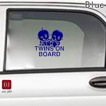 ISEE 360 Car Sticker Twins On Board Warning Mark Baby Child Vinyl Decals Black 15.00 x 14.00 cm
