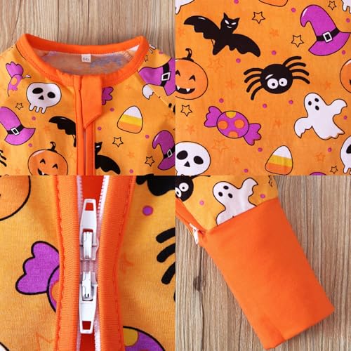 Baby Boys Girls Halloween Clothes Newborn Ghost Long Sleeve Romper Toddler Pumpkin Print Jumpsuit Halloween Outfits4