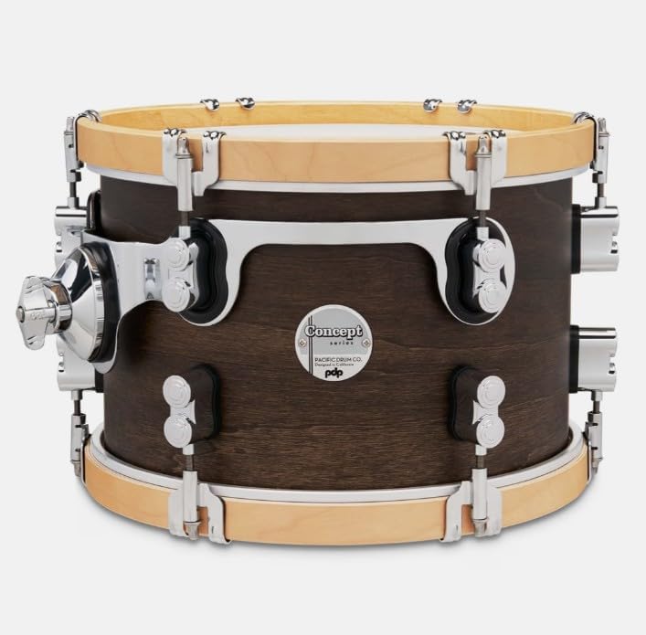 PDP Concept Classic Tom, 12" x 8", Natural Stain, Walnut Stain Hoops