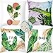 Poszewki na poduszki 40 x 40 cm zestaw 4 zewnętrznych wodoodpornych tropikalnych roślin poszewki na poduszki 16 x 16 cali, 4 sztuki, kwadratowe, lniane poszewki na poduszkę do ogrodu ławki do salonu na łóżko sofa dekoracyjna poszewka na poduszkę