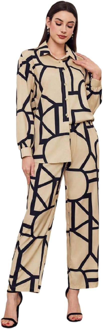 BollycluesWomen's Cotton Floral Printed Shirt Collar Tunic with Trousers Co-Ord Set/Cotton Cord Set for Women