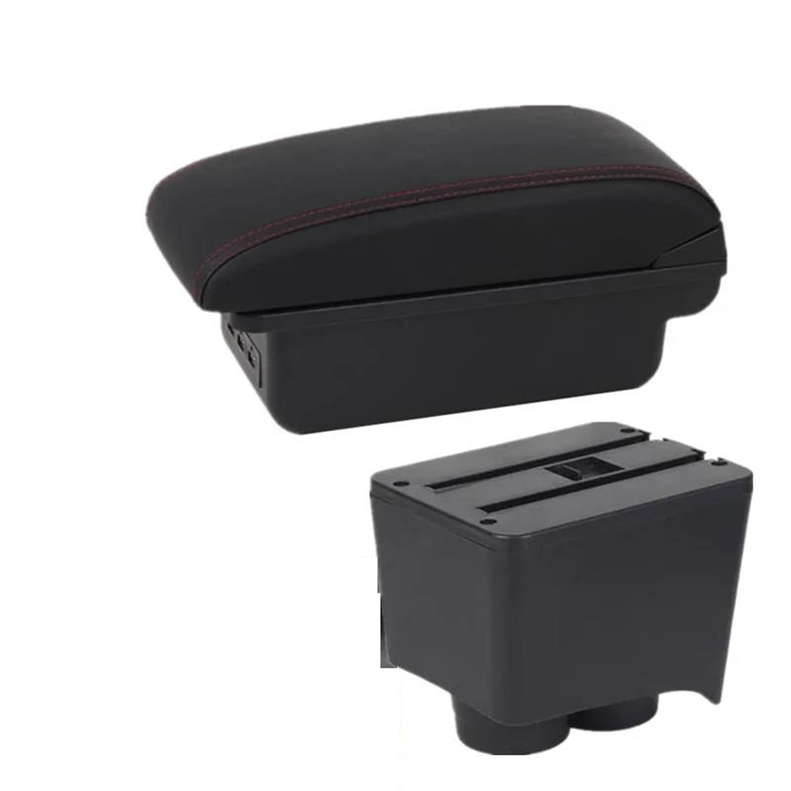 NOHEEU Car Armrest Box 2002-2009 Interior Retrofit Storage Accessories For Polo 9N 3 Mk4(B1 red line 3USB)