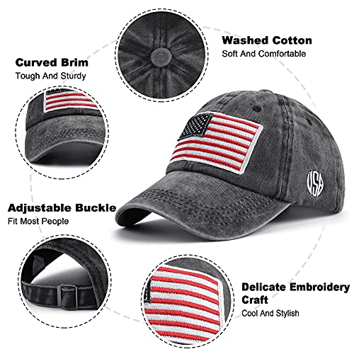 Faleto Usa Hat Baseball Cap Us Patriotic Hat Dad Trucker Cap Classic Polo Style Black #TOP6