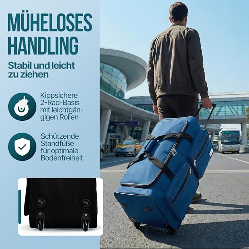 Miniatura 4 de Deuba Bolso De Viaje Xl Azul Oscuro 85l 70x36x34cm Trolley Bolso Deportivo Maleta Con Ruedas Y Candado