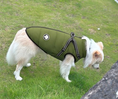 Hundejacke mit Geschirr, Wasserdichter Warmer Hund Wintermantel für Kleine Mittel GroÃŸe Hunde, Hundemantel für Labrador Chihuahua Französische Bulldogge