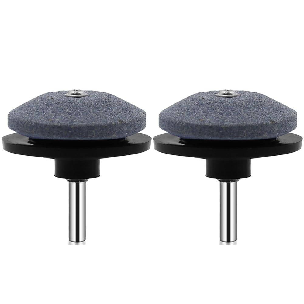 TopHomer Lawn Mower Blade Sharpener 2Pcs Universal Grinder Wheel Stone Lawn Mower Blade Balancer Tool for Power Drill Hand Drill Black — image 1