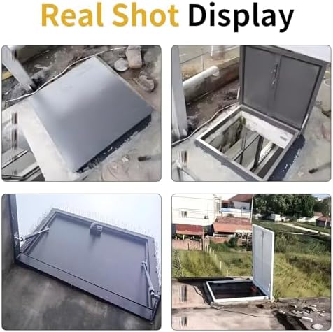 31.5x31.5IN Galvanized Steel Roof Access Hatch, Waterproof Manual Security Door, 90° Opening for Easy Escape, Perfect for Rainy Seasons and Safe Access Solutions