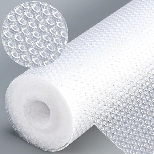 Dntorx Schubladenmatte Nicht Klebend 50x600cm, Antirutschmatte Schubladen mit 70 Stück Doppelseitige Klebepunkte EVA Wasserdichte Schrankpapier für Regale Küche Schubladen Kühlschrank (Transparent)