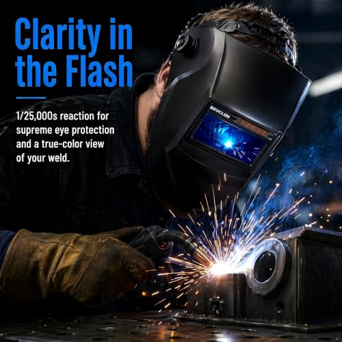 Image of 【GOLD Shade 5-13】 Adjustable Auto Darkening Welding Lens 2x4 1 /4, Red Coating, Gold Coated, Light Blue View, Solar Energy Welding Lens for Standard Welding Hoods and Welding Helmets