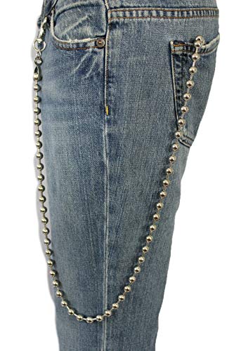 TFJ Men Fashion Wallet Chain Big Metal Keychain Balls Extra Long Side Pocket Clasp