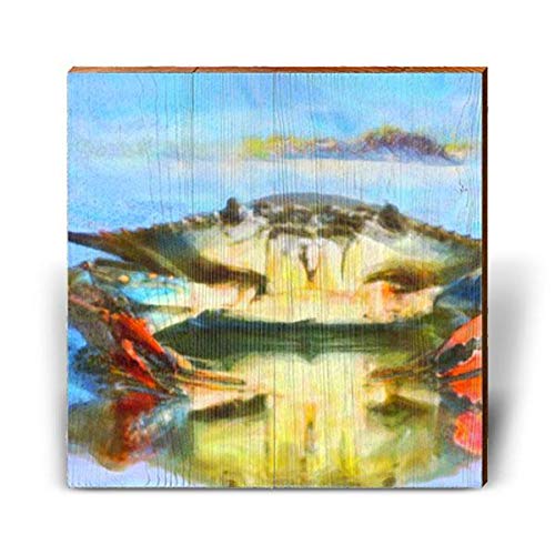 Mill Wood Art Reflections of a Blue Crab Square Piece - 30