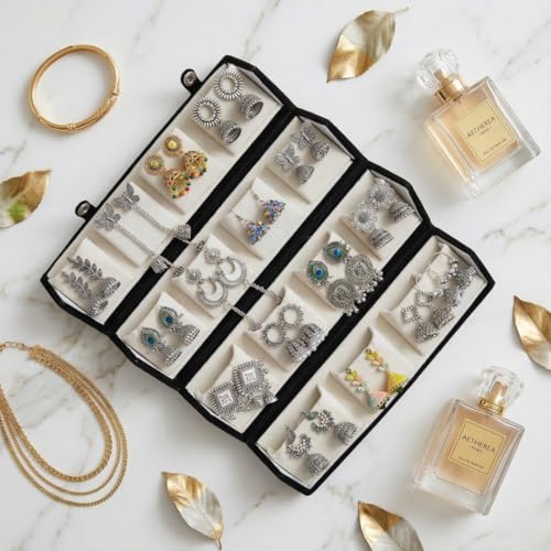 Image of Oxidised Look Jhumka Earrings Folder Box for Women | 16 Pairs Traditional Ethnic Jhumki Combo Gift Hamper with Velvet Box | Festive Wedding Jewellery | Gift for Girls & Women For Birthday,Anniversary,Rakshabandhan,Mother's Day,Valntine's Day
