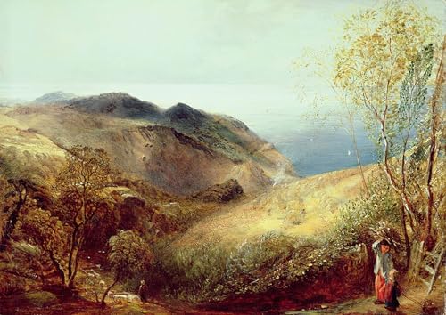Cuadro en lienzo vintage de pintor famoso, pintura mural de Chalden Down Dorset de 60x90cm