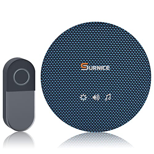 Sonnette sans Fil, SURNICE Carillon sans Fil Exterieur Etanche à 200 Mètres de Portée, 3 Modes de Notification, Kit de Carillon avec LED Flash et 38 Sonneries 4 Niveau Volumes Cover