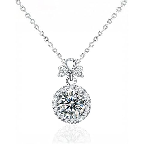 Moissanite Pendant Necklace 1CT D Color VVS1 Round Cut Anniversary Jewelry for Wife...