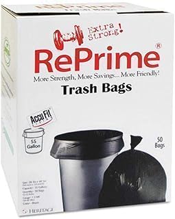 Reprime H8053pkrc1 Can Liners, 55Gal, 1.3Mil, Black, 40-Inch X 53-Inch, 50/Box