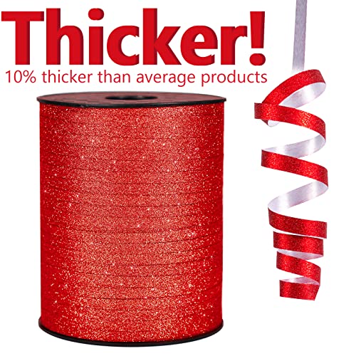 Image of PartyWoo Red Ribbon - 500 Yard Curling Ribbon for Crafts, Balloons, Gift Wrapping & Christmas Decor (1 Roll)