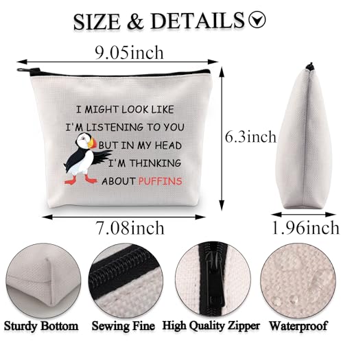 PLITI Funny Puffins Gifts Puffin Bird Lover Gift But in My Head I'm Thinking About Puffins Makeup Bag Animal Lover Gift (Thinking Puffin bagU) - Image 2