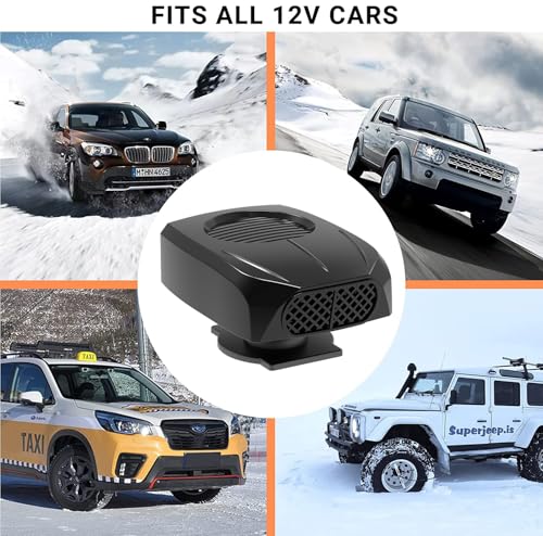 EONDEVO Chauffage de Voiture 3 en 1, 12V Dégivreur de Voiture à Chauffer Rapidement avec Boule Universelle Réglable et Deux Modes pour Hiver Désembuage Dégivrage Conduite Sûre