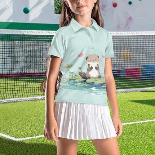 Tongluoye Short Sleeve Polo Shirt for Girls Athletic Tennis Top Button Down Elastic Tops3