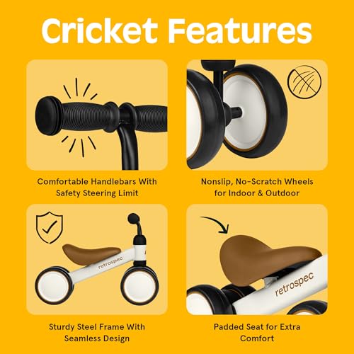 Image of Retrospec Cricket Baby Balance Bike, 4-Wheel Ride-On Toy for Ages 12-24 Months - First Bike & Toddler Bike for 1 Year Old Boys & Girls, First Birthday Gift