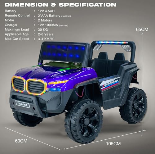 Image of Driving EV Cars for 1, 2, 3, 4, 5, 6 Years | Remote + Steering + Mobile App Control | Kids Jeeps (Entery Level Jeeps [2-6 Years]-XM1, Blue)