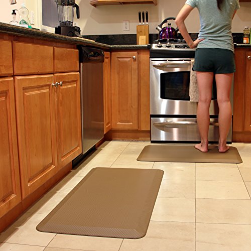 Buhbo Ergo Comfort Series Anti-Fatigue Floor Mat For Office, Kitchen, Standing Desk, Garage (20"X32") Coffee Brown Checker #TOP4