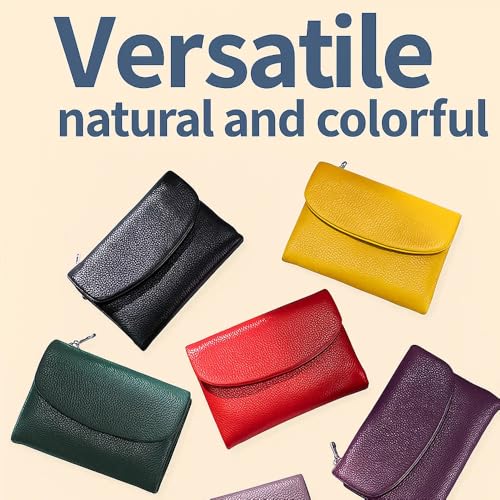 Joyfullygo Wallet, Unisex Pebble Leather Wallet, Multiple Card Genuine Leather Zipper Slots Slim Travel Purse (I)2