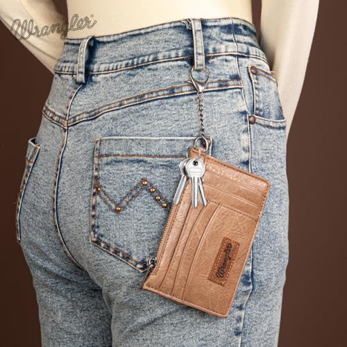 Image of Montana West X Wrangler RFID Credit Card Holder Small Card Wallets for Women Slim Wallet Keychain Women Card Holder with Wristlet Strap