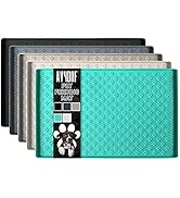 Silicone Dog Cat Food Mat, Waterproof Slip Resistant Raised Edge Pet Feeding Mats, Pet Bowl Mat A...