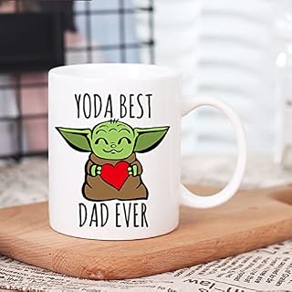 AMRIU Baby Yoda Best Dad Ever Coffee Mug - Cute Mugs Baby Yoda Gifts for Dad Funny Novelty Coffee Mug - Unique Xmas Dad Gifts from Daughter, Son, Wife, Kids,Fathers Day Gift