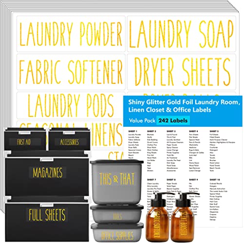 242-Piece Hebayy Laundry Room Label Set