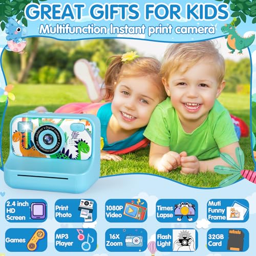 Miniatura 2 de Tebokhad Cámara Instantánea Niños, 1080p 2,4 Hd Camara Fotos Infantil Instantanea Con 32gb Tarjeta, Bolígrafos De Colores Y Papel De Impresión, Camara Fotos Infantil Regalo Para Niños De 3 A 12 Años